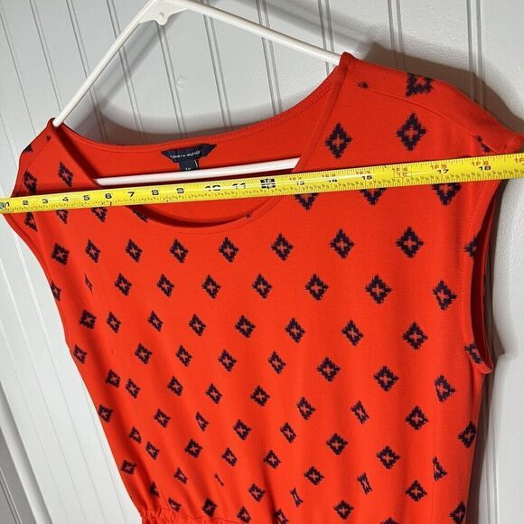 Tommy Hilfiger Dress Sz SP Cotton Drawstring Sundress Beach Red Black 0108 - Picture 13 of 14